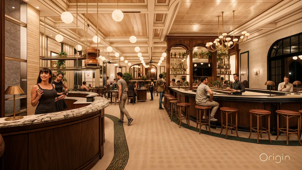 The entryway foyer at Angie.