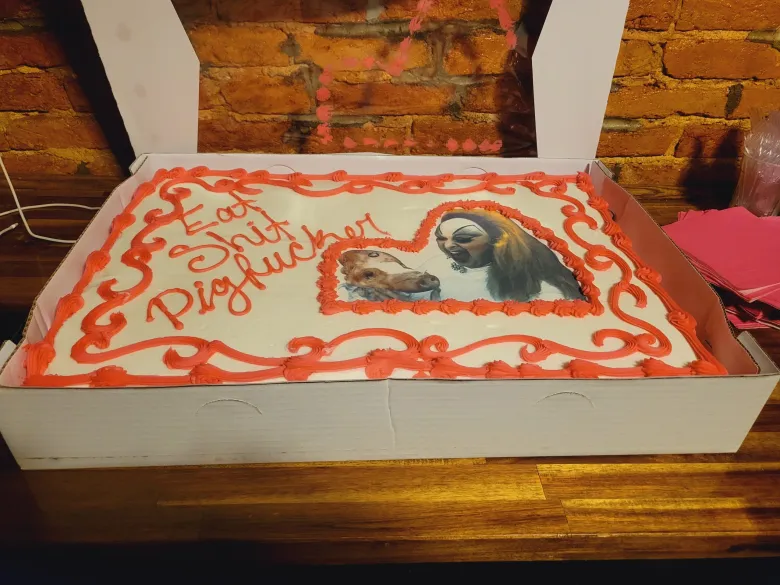 Woodlea Bakery created this cake with Divine's face on it.