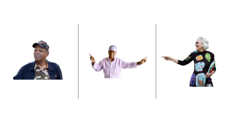 3 people each pointing in different directions